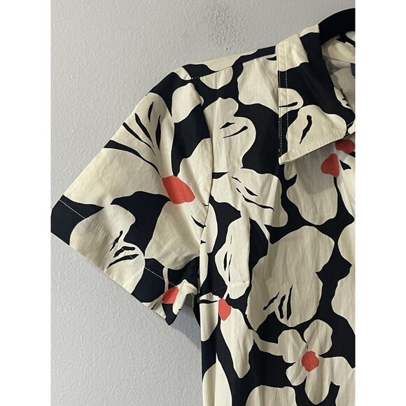 MODCLOTH Floral Button Front Shirt Dress Size Small Black White NEW Retro Casual - Picture 3 of 11
